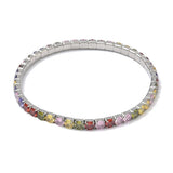 18K Gold-Plated Stainless Steel Oval Micro Pave Smooth Round Tennis Bracelet Silver T96