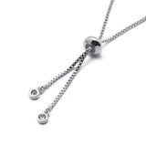 Cubic Zirconia Bolo Box Chain Slider Smooth Polished Tennis Bracelet Green Clear Gold T97