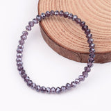 Glass Beaded Faceted Round Smooth Adjustable Stretch Bracelet Purple Black Clear T99 product image 4