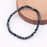 Glass Beaded Faceted Round Smooth Adjustable Stretch Bracelet Purple Black Clear T99 product image 6