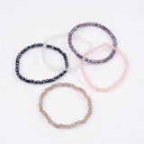 Glass Beaded Faceted Round Smooth Adjustable Stretch Bracelet Purple Black Clear T99 product image 1