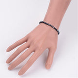 Glass Beaded Faceted Round Smooth Adjustable Stretch Bracelet Purple Black Clear T99 product image 3