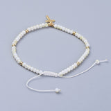 Glass Cross Religious Smooth Polished Matte Faceted Round Beaded Bracelet Whitesmoke Gold T100 product image 3