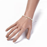 Glass Cross Religious Smooth Polished Matte Faceted Round Beaded Bracelet Whitesmoke Gold T100 product image 4