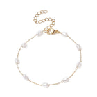 Stainless Steel Glass Pearl Oval Chain Link Womens Smooth Polished Toggle Clasp Bracelet Gold 7 in T101 product image 1