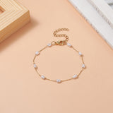 Stainless Steel Glass Pearl Oval Chain Link Womens Smooth Polished Toggle Clasp Bracelet Gold 7 in T101 product image 2