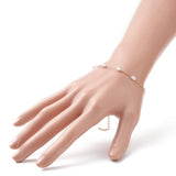 Stainless Steel Glass Pearl Oval Chain Link Womens Smooth Polished Toggle Clasp Bracelet Gold 7 in T101 product image 3