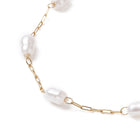 Stainless Steel Glass Pearl Oval Chain Link Womens Smooth Polished Toggle Clasp Bracelet Gold 7 in T101 product image 4