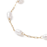 Stainless Steel Glass Pearl Oval Chain Link Womens Smooth Polished Toggle Clasp Bracelet Gold 7 in T101 product image 4