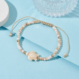 Glass Turtle Womens Smooth Glossy Knot Adjustable Beaded Bracelet Turquoise Beige T102 product image 4