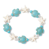 Starfish Hematite Turtle Beaded Mens Womens Star Adjustable Stretch Bracelet Turquoise Beige T103
