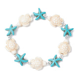 Starfish Hematite Turtle Beaded Mens Womens Star Adjustable Stretch Bracelet Turquoise Beige T103