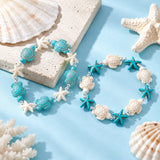 Starfish Hematite Turtle Beaded Mens Womens Star Adjustable Stretch Bracelet Turquoise Beige T103 product image 1