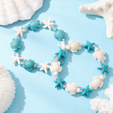 Starfish Hematite Turtle Beaded Mens Womens Star Adjustable Stretch Bracelet Turquoise Beige T103 product image 2