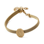 Stainless Steel Virgin Mary Religious Womens Mesh-Like Bands Bangle Silver Gold 7.38 in T106