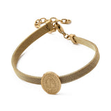 Stainless Steel Virgin Mary Religious Womens Mesh-Like Bands Bangle Silver Gold 7.38 in T106