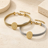 Stainless Steel Virgin Mary Religious Womens Mesh-Like Bands Bangle Silver Gold 7.38 in T106 product image 1