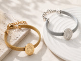 Stainless Steel Virgin Mary Religious Womens Mesh-Like Bands Bangle Silver Gold 7.38 in T106 product image 4