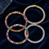 18K Gold-Plated Cubic Zirconia Teardrop Link Chain Smooth Polished Faceted Tennis Bracelet Clear T107 product image 1