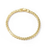 18K Gold-Plated Cubic Zirconia Teardrop Link Chain Smooth Polished Faceted Tennis Bracelet Clear T107