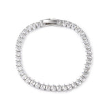 18K Gold-Plated Cubic Zirconia Teardrop Link Chain Smooth Polished Faceted Tennis Bracelet Clear T107