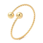 18K Gold-Plated Round Beaded Polished Shiny Rope Twisted Coiled Spherical Bangle T108 product image 1