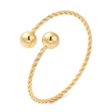 18K Gold-Plated Round Beaded Polished Shiny Rope Twisted Coiled Spherical Bangle T108 product image 1