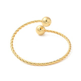 18K Gold-Plated Round Beaded Polished Shiny Rope Twisted Coiled Spherical Bangle T108 product image 2