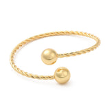 18K Gold-Plated Round Beaded Polished Shiny Rope Twisted Coiled Spherical Bangle T108 product image 3