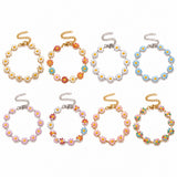 Stainless Steel Enamel Daisy Chain Link Smooth Polished Glossy Flower Round Lobster Clasp Bracelet White Gold Pink T110