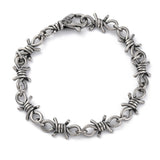 Stainless Steel Barbed Wire Chain Link Polished Lobster Clasp Bracelet Antique Silver T111 product image 1