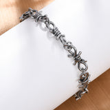 Stainless Steel Barbed Wire Chain Link Polished Lobster Clasp Bracelet Antique Silver T111 product image 2