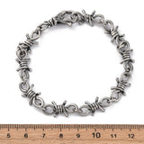 Stainless Steel Barbed Wire Chain Link Polished Lobster Clasp Bracelet Antique Silver T111 product image 3