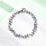Stainless Steel Barbed Wire Chain Link Polished Lobster Clasp Bracelet Antique Silver T111 product image 4