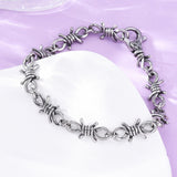 Stainless Steel Barbed Wire Chain Link Polished Lobster Clasp Bracelet Antique Silver T111 product image 5