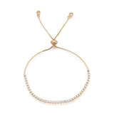 18K Gold-Plated Cubic Zirconia Slider Beaded Polished Round Tennis Bracelet Clear 10.63 in T112