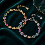 Stainless Steel Cubic Zirconia Rectangle Pave Polished Square Tennis Bracelet Silver Gold T113 product image 2