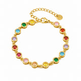 Stainless Steel Flat Round Rectangle Pave Womens Smooth Lobster Clasp Tennis Bracelet Silver Gold T115