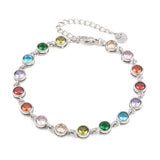 Stainless Steel Cubic Zirconia Flat Round Pave Smooth Polished Lobster Clasp Tennis Bracelet Silver Gold T116