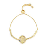 18K Gold-Plated Flower Oval Round Virgin Mary Micro Pave Polished Heart Slider Bracelet T117