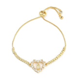 18K Gold-Plated Flower Oval Round Virgin Mary Micro Pave Polished Heart Slider Bracelet T117