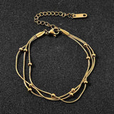 Stainless Steel Satellite Chain Womens Shiny Multi-Strand Bracelet Gold 6.75 in T118 product image 1