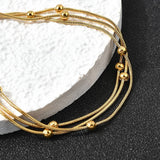 Stainless Steel Satellite Chain Womens Shiny Multi-Strand Bracelet Gold 6.75 in T118 product image 2