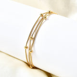 Stainless Steel Satellite Chain Womens Shiny Multi-Strand Bracelet Gold 6.75 in T118 product image 3