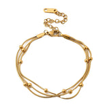 Stainless Steel Satellite Chain Womens Shiny Multi-Strand Bracelet Gold 6.75 in T118 product image 4