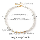 18K Gold-Plated Shell Pearl Round Vintage Alternating Beaded Necklace White 17.17 in N73 product image 5