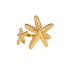 18K Gold-Plated Stainless Steel Starfish Ocean Star Band Adjustable Cuff Ring R78 product image 2