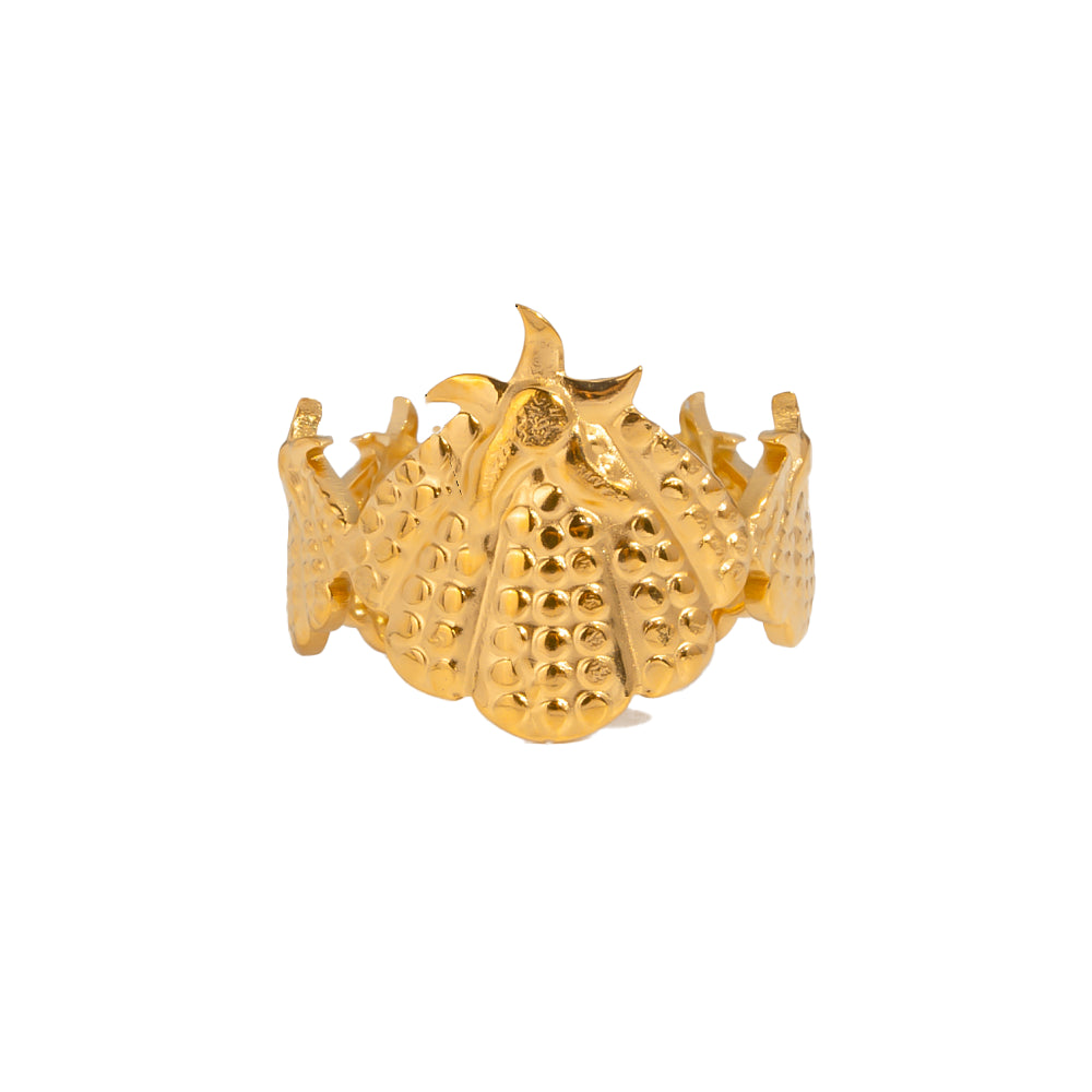 18K Gold-Plated Stainless Steel Shell Starfish Ocean Star Leaf Adjustable Cuff Ring R80 product image 1