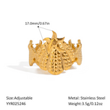 18K Gold-Plated Stainless Steel Shell Starfish Ocean Star Leaf Adjustable Cuff Ring R80 product image 2