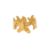 18K Gold-Plated Stainless Steel Starfish Ocean Star Band Adjustable Cuff Ring R83 product image 1